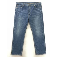 Levis Mens 505 Classic Straight Jeans Blue Stretch Medium Wash Denim 42x32