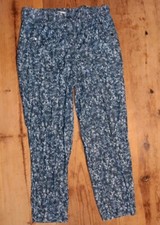 Tommy Hilfiger Womens M Floral Blue Chambray Ankle Pants Pull On Cottagecore
