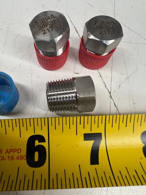 Lot of 3) 3/8'' GAV Hex Head Plug 304 Stainless Steel Class 3000 Male NPT Fitting