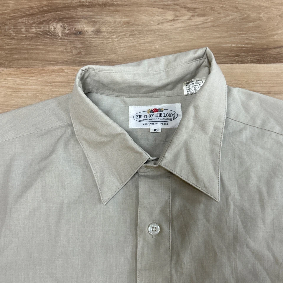 Camisa De Colección Años 70 Para Hombre 16 Fruta del Telar Prensa Permanente Manga Corta Trabajo Foto 3 de 4