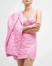 NWT ROTATE Birger Christensen Jacquard Mini Dress Barbie Valentines Pink 8 40