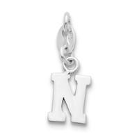 925 Sterling Silver Block Initial N Charm Pendant - 7x16mm 0.52 Grams on sale 925 Sterling Silver Block Initial N Charm Pendant - 7x16mm 0.52 Grams on sale