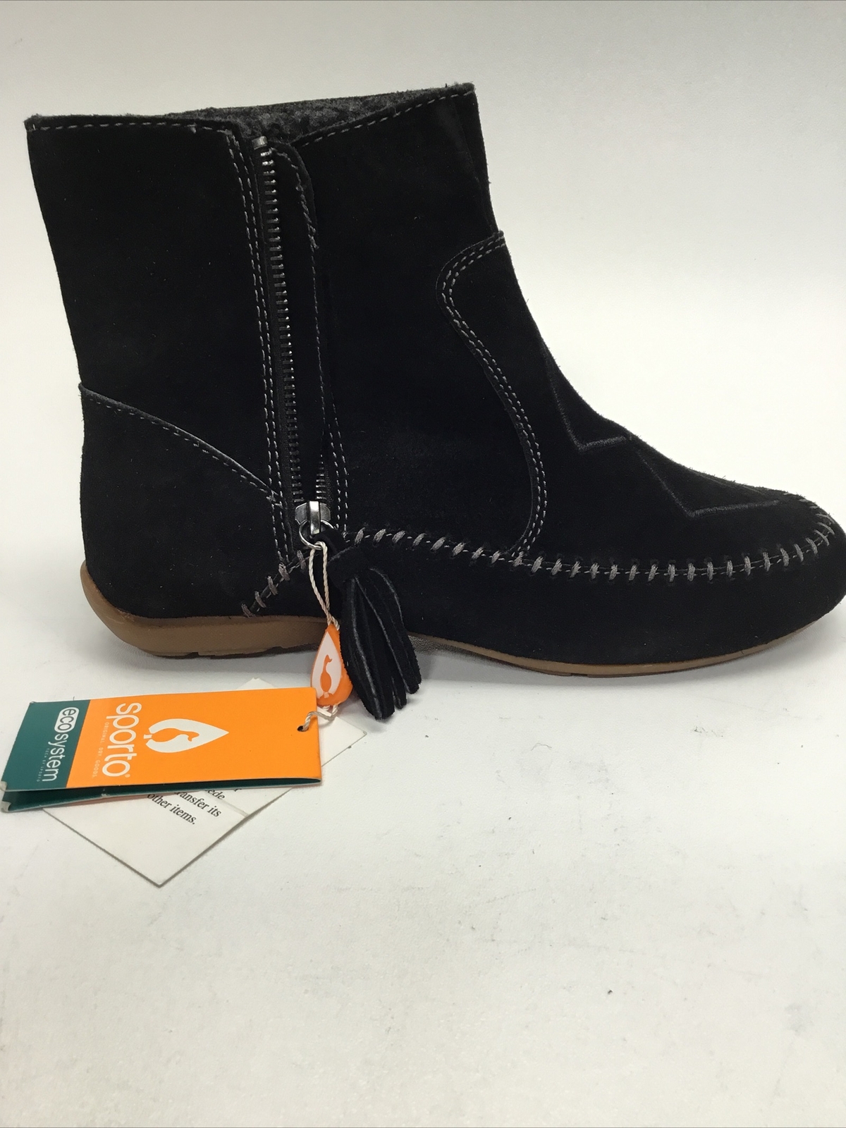 Sporto Joy Suede Bootie with Whipstitch Detail in Black, 6.5 M