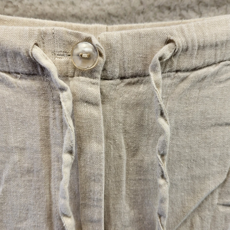 Pantalones JM Collection Mujer 12 Arena Pierna Ancha Recortados Lino Pull On Informales Damas Foto 3 de 4