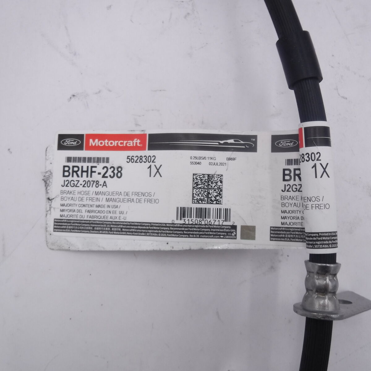 Genuine OEM Ford Motorcraft Brake Hose Assembly J2GZ2078A BRHF-238 