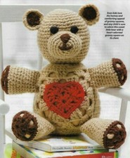 LOVE YOU TEDDY BEAR WITH HEART STUFF ANIMAL TOY CROCHET PATTERN INSTRUCTIONS
