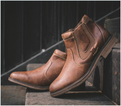 Men Retro Chelsea Zip Cowboy Casual Motorcycle Shoes Ankle Boots