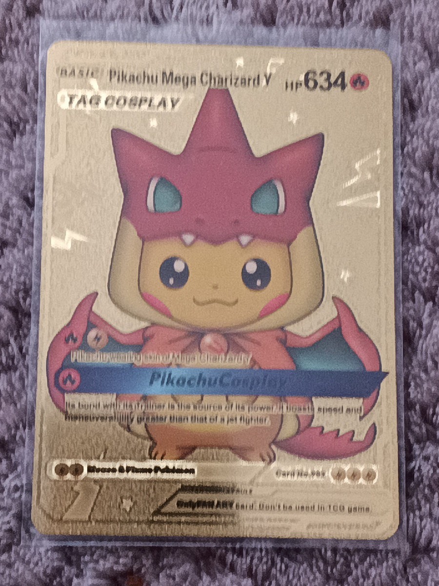 Pokemon Pikachu Mega Charizard Y Tag Cosplay HP 634 Gold