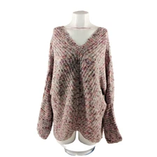 NWT Style&Co Stylish Textured Cozy Sweater LARGE(12-14) Pastel Pullover V-neck