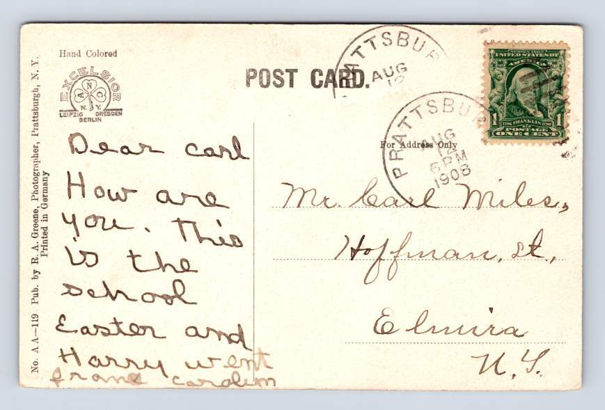 Franklin Academy PRATTSBURGH New York Antique Hand Colored Steuben Postcard 1908 eBay