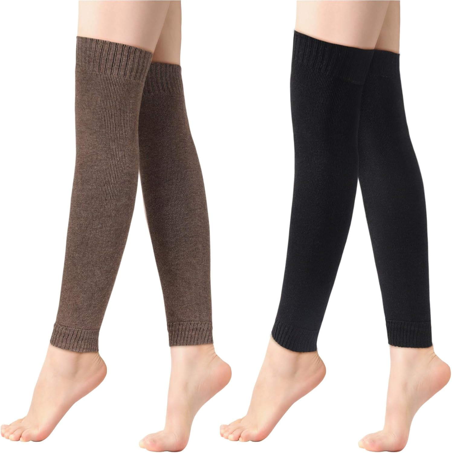 2 Pairs Warm Leg Warmers, Women'S Winter over Knee High Footless Socks Knit Warm