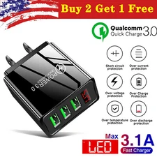 3 Port Wall Charger Fast Quick QC 3.0 USB Hub Wall Charger Power Charge US Plug