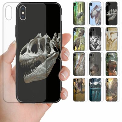 For Samsung Galaxy Series Dinosaur Print Tempered Glass Back Case Phone Cover #2