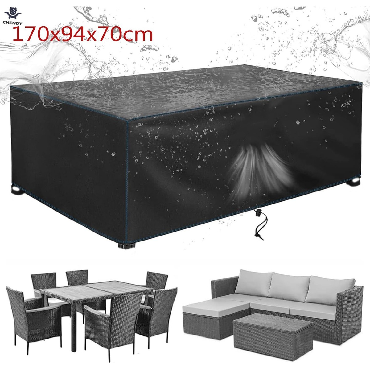 Heavy Duty Waterproof Garden Patio Furniture Cover Rattan Table