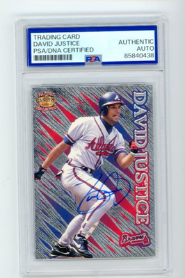 #ad Dave Justice signed auto 1996 Pacific Baseball Card PSA $34.99