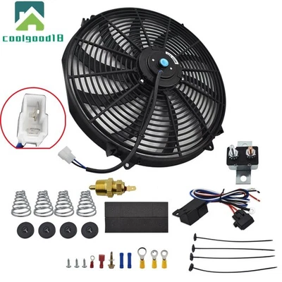 16" Universal 3000 CFM Fan Push Pull Electric Radiator Cooling Mount Kit 12V - Image 1 of 4