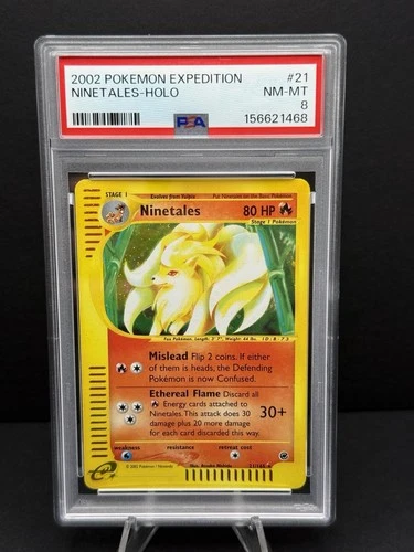 Pokémon Ninetales TCG Holo Card 21/165 Expedition Base Set 2002 PSA 8