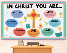 Christian Jesus Bulletin Board Decoration Set Religious Cross Bible Paper Cutout