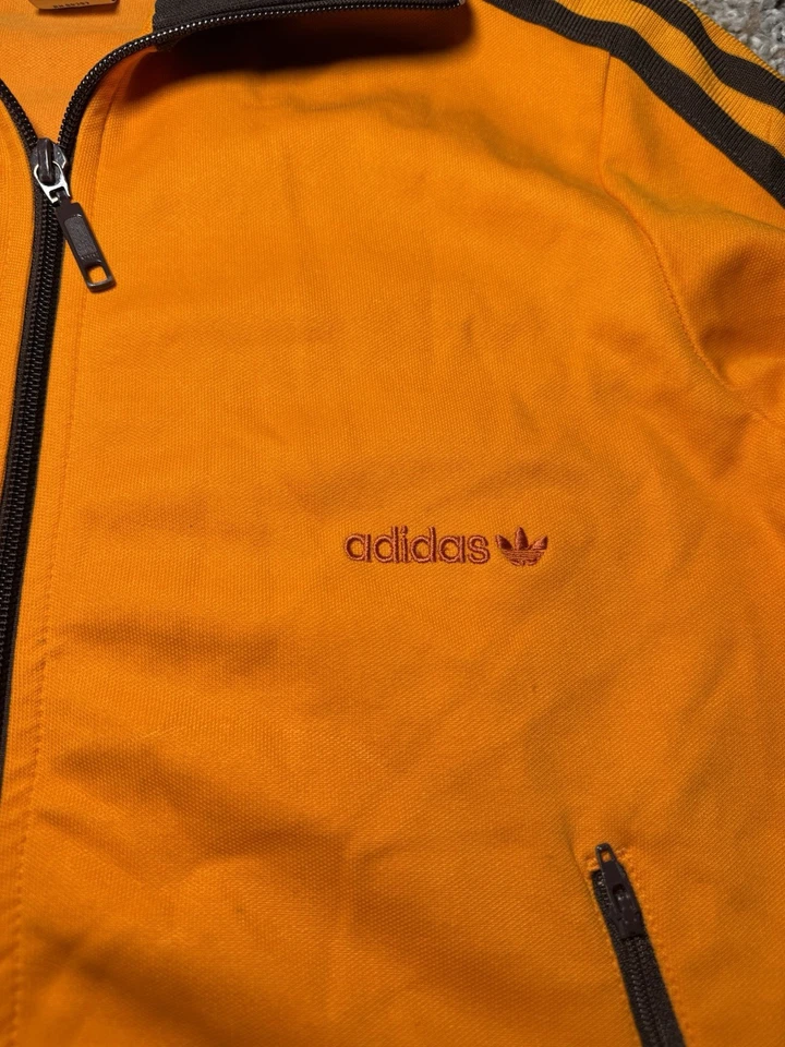 De Colección Y2K Adidas Chaqueta de Pista Para Mujer XL Recortada Naranja Marrón Rayas Cremallera Completa Foto 4 de 4