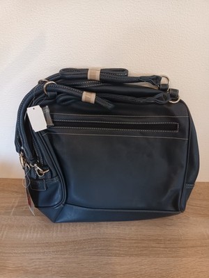 GIADA Blaue Handtasche mit weißer Naht Henkeltasche Schultertasche