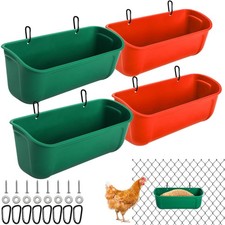 Cedilis 4 Pack Hanging Duck Feeder, Chicken Fence Feed green and orange