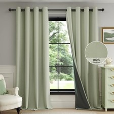 100 Blackout Curtains for Bedroom, 52"W x 90"L Pack of 2 Grommet  Green