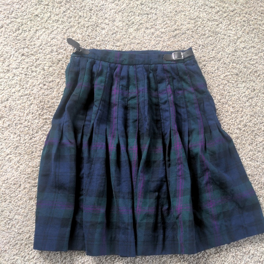 Pleated A-Line Mini Skater Tennis Skirt Black Plaid School Uniform