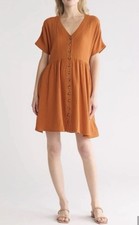 Madewell Dress Womens XL  Afterglow Red Lightspun Button Front Mini Gauzy