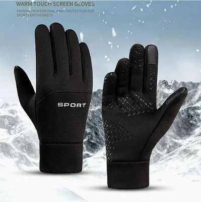  1x warme Winter-Skihandschuhe für Damen & Herren schwarz mit weißen Akzenten