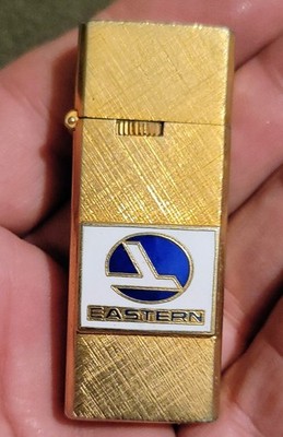 Vintage Slim Butane Lighter EASTERN AIRLINES Enameled Logo 14KT Gold Plated RARE