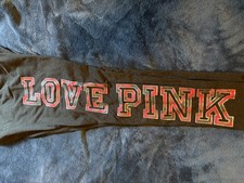 Victoria's Secret Pink Bling Plaid High Waist Leggings Charcoal Gray Red Large