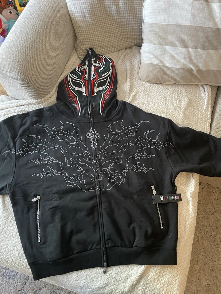 NUEVO Civil Regime x Rey Mysterio Sudadera con Capucha Completa con Cremallera en Negro XL WWE LWO Foto 2 de 4