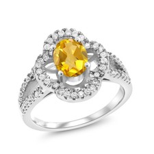 1.67 Ct Oval Yellow Citrine 925 Sterling Silver Ring