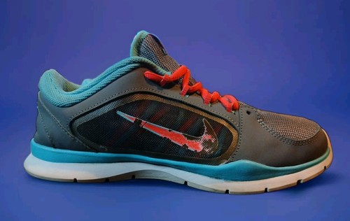 Nike Flex Trainer 4 Grey Crimson Blue Athletic Shoes Women's Sz 8 US - Picture 7 of 10