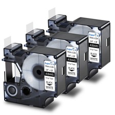 3PK 18445 Black on White Industrial Vinyl Tape Label For DYMO Rhino 4200 19mm