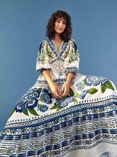 FARM Rio Off White Macaw Flight Maxi Dress Medium NWT!
