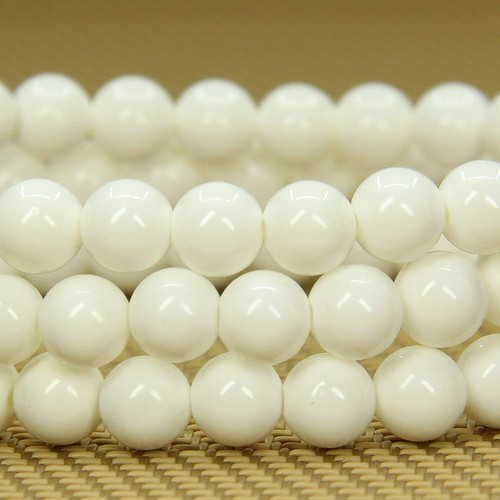 Natural Tridacna Shell Gemstone 6mm Round Beads Stretch Bracelet 7" Unisex - 第 3/4 張圖片
