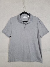 Calvin Klein Polo Shirt Mens Large Gray Liquid Touch Short Sleeve Collared Light