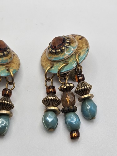 Vintage MAM Designs Dangle Beads Clip On Earrings Unsigned - Picture 4 of 12