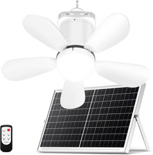 25W Solar Ceiling Fan Light with Remote - Portable Outdoor Tent  Patio Fan