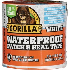 Gorilla 4 In. x 10 Ft. Waterproof Patch  Seal Repair Tape, White 101895 Gorilla