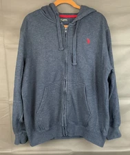 US Polo Assn. Classic Navy Full Zip Hooded Jacket Men Size XL