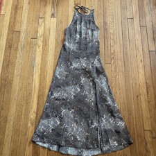 Urban Outfitters Maxi Slip Dress Brown Wavy Print Y2K Cut Out/Tie Back EUC