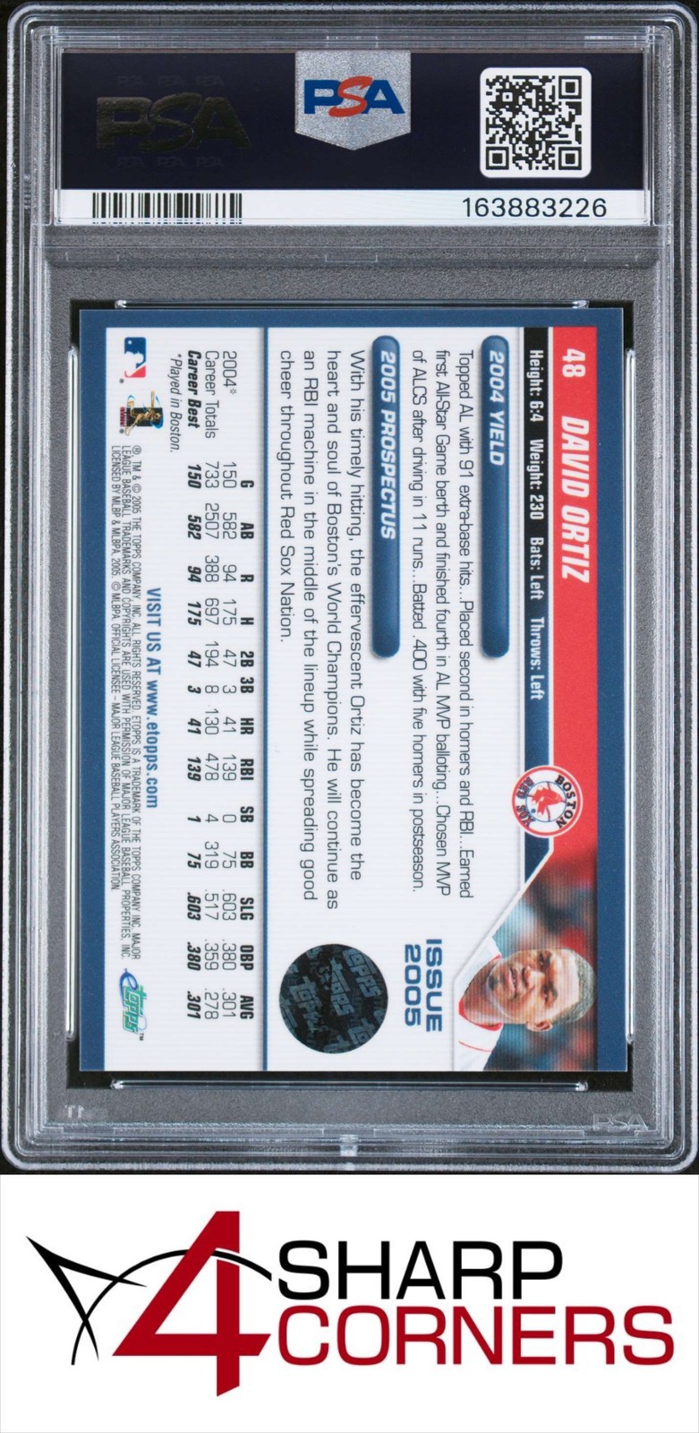 2005 eTOPPS #48 DAVID ORTIZ RED SOX HOF POP 3 PSA 10 view 2