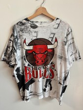 90s Chicago Bulls Street Basketball Vintage Cropped AOP Tee L 