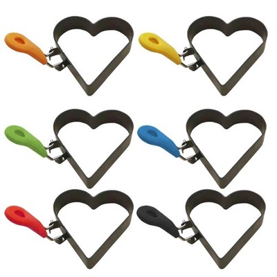 Efficient Moulds Nonstick Heart Eggs Rings With Foldable Handle For Easy Use