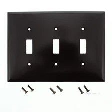 Eagle 2041B Brown 3-Gang Toggle Switch Plastic Mid-Size Wallplate Cover Plate