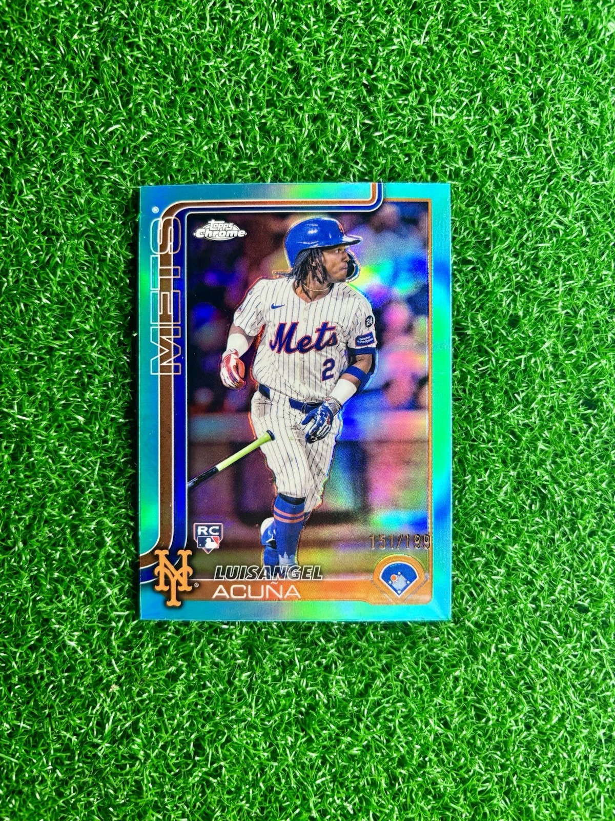 2025 Topps Chrome Luisangel Acuna Aqua Refractor Rookie RC /199 #56 Mets