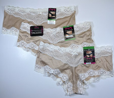 Maidenform Get Cheeky Hipster 40823 Lace Women Large/7 Tan 3 Pack NEW