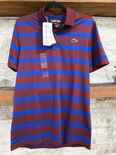 Lacoste Sport Ultra Dry Polo Shirt Striped Bordeaux Blue Men s Small S NWT